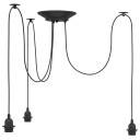  Pendellampe med 3 lampeholdere E27 svart metal