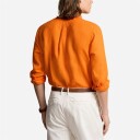 Slim Fit Linen Shirt Bright Signal Orange