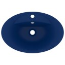 vidaXL Luksuriøs servant overløp oval matt mørkeblå 58,5x39cm keramisk