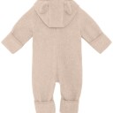 Huttelihut pram suit with ears cotton fleece – camel melange 56