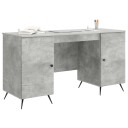 vidaXL Skrivebord med dør Betonggrå 142,5 x 50 x 75 cm Konstruert tre