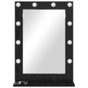  Sminkespeil med LED lys Svart Eik 70x50x18 cm