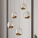 Lucande LED-pendellampe Hayley, 5 lyskilder, rund, gull