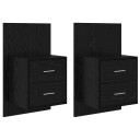  Vegghengt nattbord 2 pcs Svart Eik 48,5 x 32,5 x 80 cm