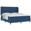  Blå Box Spring Seng med Madrass 180x200 cm Stoff