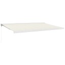 vidaXL Uttrekkbar markise kremhvit 5x3 m stoff og aluminium