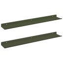 vidaXL Flytende hylle 2 pcs Olivengrønn 60 x 8,5 x 2,5 cm Stål