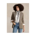 Ralph Lauren Herringbone Linen Blend Blazer Brown/cream Herringbone