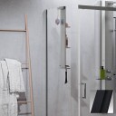 Novellini Zephyros 2.0 FH fastvegg, 117-120 cm, klart glass, sort matt profil