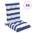 vidaXL Utendørs pute 6 stk. Stoff Blå og hvit stripe 100 x 50 x 7 cm