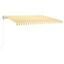 vidaXL Automatisk markise med vindsensor og LED 400x300 cm gul/hvit