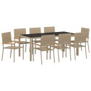  9 stk hagemøbelsett beige poly rotting