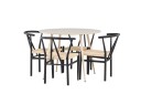Venture Home Plaza Spisegruppe 100 cm Rund med 4 Alfons stoler Whitewash/Sort