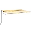 vidaXL Manuell uttrekkbar markise med LED 500x300 cm gul og hvit