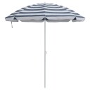 Strandparasol med metallstang Blå og Hvit 161x193 cm Polyester