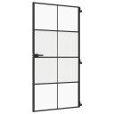 vidaXL Innerdør slank svart 102,5x201,5 cm herdet glass og aluminium