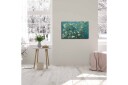 Lerretsbilde 70x45 cm Blomstrende kvister mot turkis bakgrunn Turkis / Hvit / Mørkegrønn