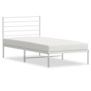 vidaXL Sengeramme i metall med hodegavl hvit 100x200 cm