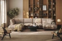 Copenhagen Premium 5 personers Venstrevendt U formet Dyb Sofa med Divan og Chaiselong i Stoff   Lyse brun