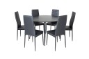 Dipp Spisegruppe 115 cm Rund med 6 Slim Stoler   Sort