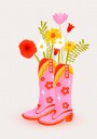 Pink Cowboy Boots Flowers Plakat / 100x150