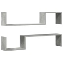 vidaXL Vegghyller 2 stk betonggrå 100x15x20 cm konstruert tre