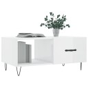 vidaXL Salongbord høyglans hvit 90x50x40 cm konstruert tre