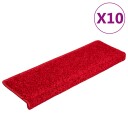 vidaXL Trappematter 10 stk 65x21x4 cm rød
