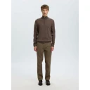 Selected Homme Tray Long Sleeve Knit Merino Half Zip Brun S