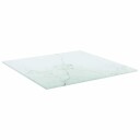  Bordplate hvit 40x40 cm 6 mm herdet glass med marmor design