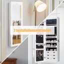Smykkeskap med LED Låsbart vegg /dørsmykkeskap med speil & 6 skuffer hvit
