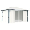 vidaXL Paviljong med gardin 400 x 300 cm kremhvit aluminium