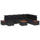 vidaXL Hagesofa Set 9 stk. Svart polyrotting