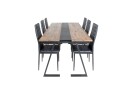 Venture Home Jakarta Spisegruppe 200 cm Rektangulær med 6 Slim Stoler   Sort