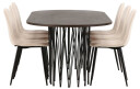 Venture Design Stone oval & Polar spisegruppe Beige/mokka 6 stoler & bord 220 x 100 cm