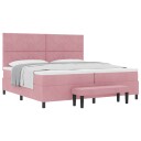 vidaXL Boksfjær Seng med hodegjerde Rosa 200 x 200 cm Fløyel