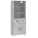 vidaXL Highboard betong grå 69,5x34x180 cm konstruert tre 8720845499150