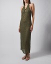 Malina Esra Knitted Halterneck Maxi Dress   Khaki green   XS
