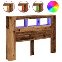  Sengegavl med LED gammelt tre 140x18,5x103,5 cm konstruert tre 8721158446732