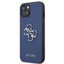 Guess iPhone 13 Mini Hardcase Saffiano 4G Metalllogo Blå