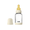 BIBS 120 ml Glass Babyflaske med Lateks og Slow Flow - Ivory