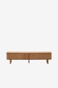 Kave Home   Mailen TV bord med 2 dører i askfinér med mørk finish 200 x 50 cm   Brun
