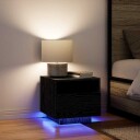  Nattbord med LED lamper Svart Eik 40x39x37 cm