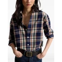 Polo Ralph Lauren Relaxed Fit Plaid Cotton Shirt   2065 NAVY ORANGE   XL