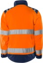 Fristads 4067 GPLU Varseljakke Kl. 3 i Økologisk Bomull og Resirkulert Polyester - Varseloransje/Marineblå