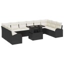 vidaXL Hagesofa Set 11 stk. Svart og krem polyrotting