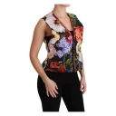 Dolce & Gabbana Floral Sleeveless Waistcoat Top Vest Svart XS