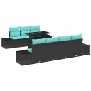 vidaXL Hagesofa Set 8 stk. 7-Antall seter Svart og turkis