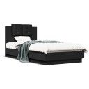  Sengeramme med hodegavl og LED-lys svart 75x190 cm 8721012278028
