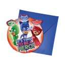 Globos Europe Invitasjonskort Pyjamas Pyjamasheltene - 6-pakning